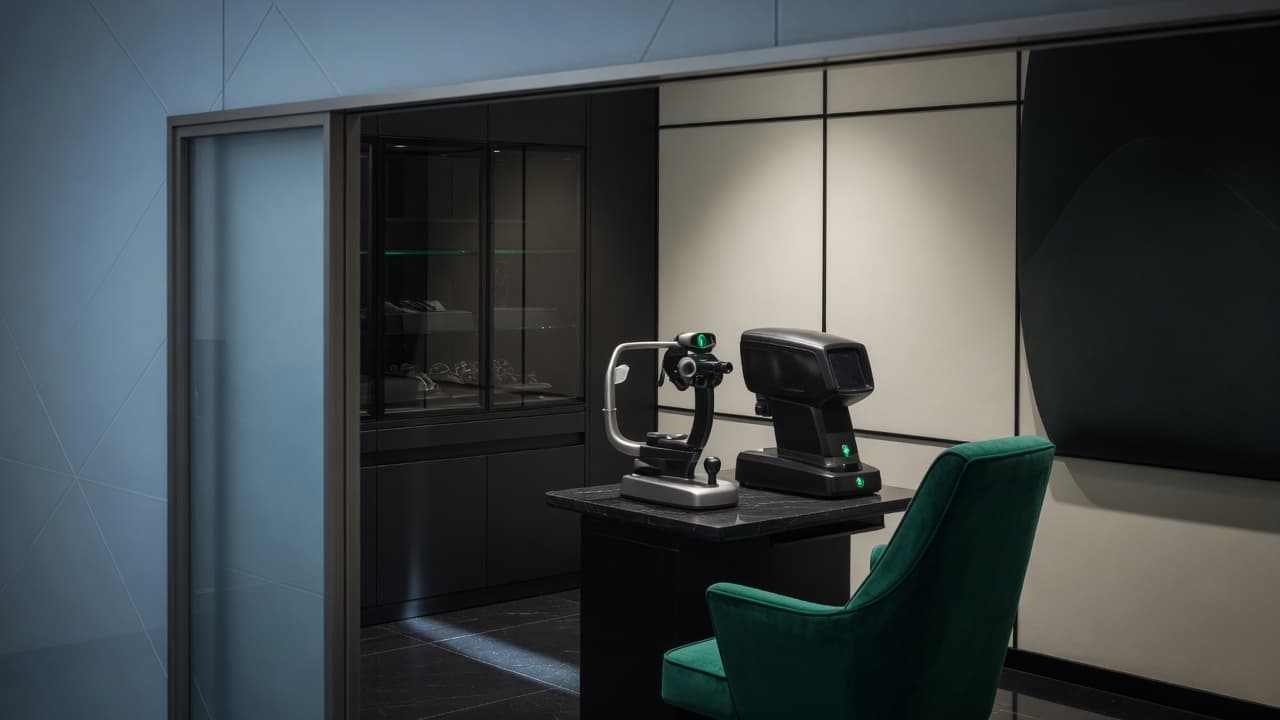 Precision ophthalmic equipment in a refined examination room